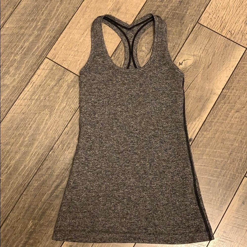 Grey Lululemon racerback tank top.